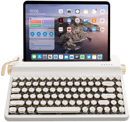 YUNZII QL75 Retro Typewriter Hot Swap RGB Keyboard (White, Onyx Switch)