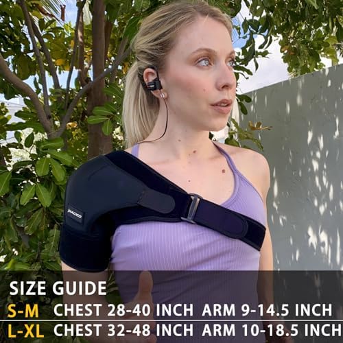 Shoulder Brace - Comfortable Shoulder Support and Compression Sleeve for Torn Rotator Cuff, AC Joint Pain Relief - Arm Immobilizer Wrap, Dislocated Shoulder for Men & Women (Pink S-M)