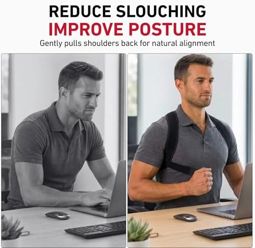 McDavid Posture Support Brace Adjustable Upper Back Shoulder Corrector for Alignment and Pain Relief Black