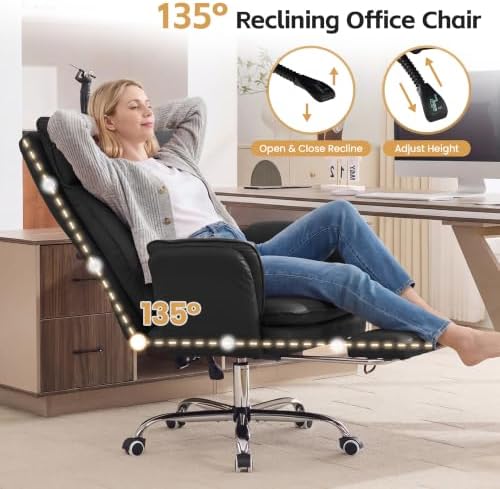 HUBSON Big and Tall Office Chair, Footrest & Flip Armrest for Pets, Black