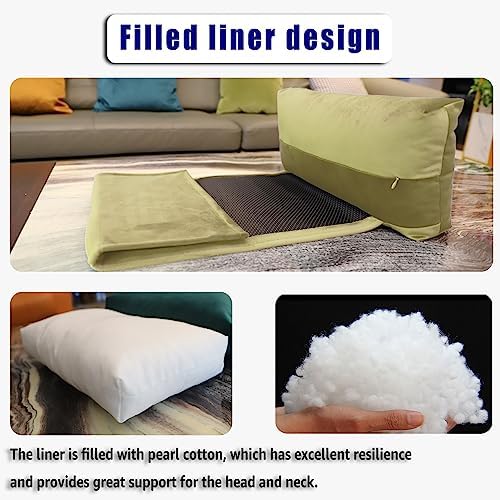 Velvet Recliner Headrest Pillow, Non-Slip Neck Support, Beige