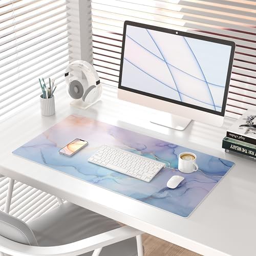 QIYI Leather Large Mouse Pad, Waterproof Desk Mat, 31.5" x 15.7", Fluid Art