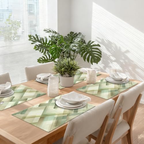 Sophisticated Contemporary Aesthetic Placemats, Subtle Shading Refined Look Place Mats for Dining/Kitchen Table Waterproof Washable Linen Heat Insulation Dinner Table Mats 12X18 in 6 Pcs
