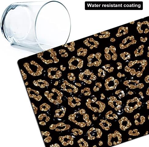 Small Mouse Pad Cute, Mini Mouse Pads for Wireless Mouse and Laptop, Travel Mousepads with Designs - Gold Glitter Leopard, Portable Mousepad 5.5 x 7 Inch, Kawaii Desk Decor for Women