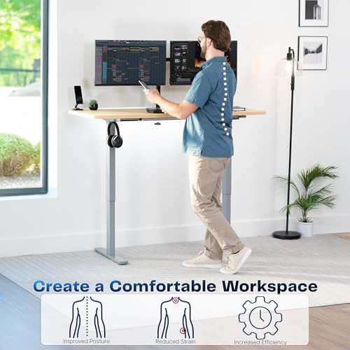 VIVO Light Wood 60 x 24 in Standing Desk, DESK-KIT-1G6C