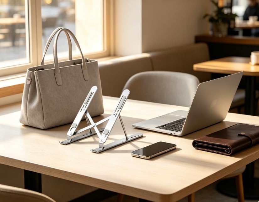 Laptop Stand for Desk, Foldable Portable Laptop Stand Notebook Holder, Detachable Silent Cooling Fan Notebook Mount Stand for 10-15.6” LaptopsTablets Perfect for Office/Home (Black)