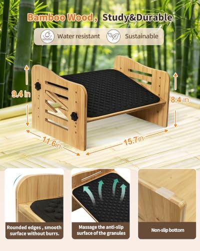 MYPLACE Ergonomic Foot Rest for Under Desk at Work - Bamboo Adjustable Under Desk Footrest with 7 Positions - Foot Stool with Massage Surface - Leg Rest for Office Desk Chair，Home，Gaming Accessories