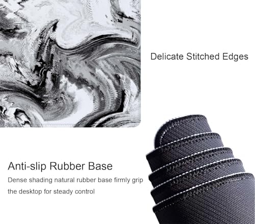 Abstract Brush Stroke Texture Desk Pad Black and White Large Mouse Pad Gaming Mousepad Extended XL Keyboard Pad 31.5 x 11.8 in Laptop Computer Mouse Keyboard Mat for Office Desk Decor