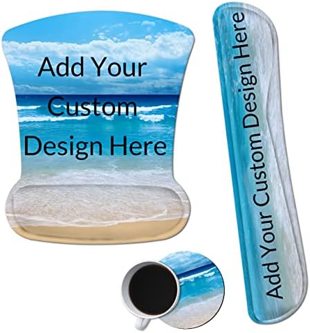 Design Your Own Photo Ergonomic Mouse Pad with Wrist Support Gel Mouse Pads and Upgrade Keyboard Wrist Rest Pad Set, Mouse Pads & Coasters Non-Slip PU Base Mouse Mat for Office Gaming Home