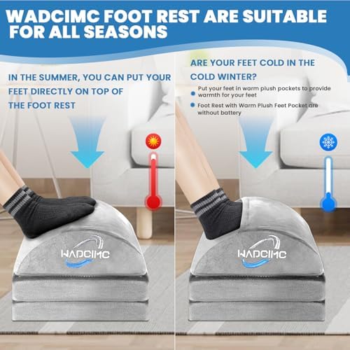Foot Rest for Under Desk at Work, Warmer Feet Pocket Footrest,Foot Stool with Washable Cover,Comfortable Footrest with 3 Adjustable Heights, for Office Gaming Chair, for Leg Support, XL(18IN)
