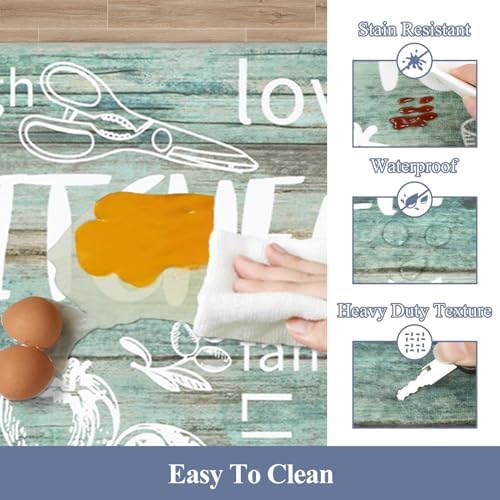 HEBE Anti Fatigue Kitchen Rugs Set of 2, Cushioned Kitchen Mats for Floor