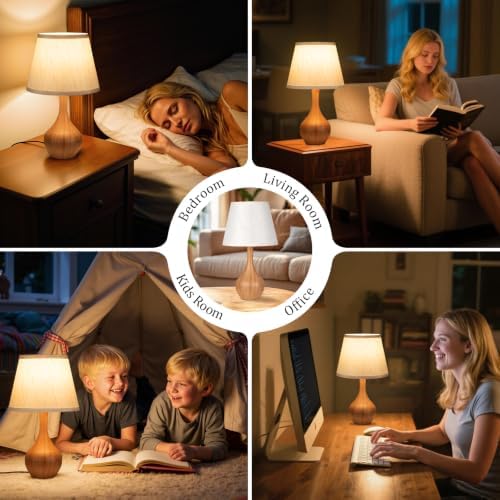 16.1" Touch Table Lamp for Nightstand, Dimmable Small Bedroom Lamp Set of 2