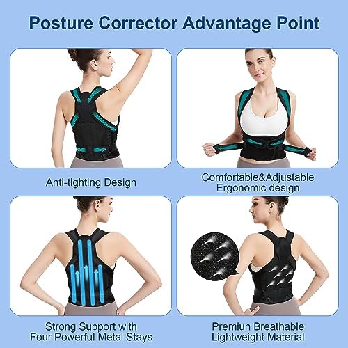 Posture Corrector for Women and Men,Adjustable Full Back Brace Support for Upper and Lower Back Pain Relief,Shoulder Straightener for Scoliosis, Hunchback,Hump,Thoracic,Spine Corrector,S(26"-34")