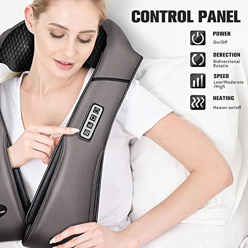 MagicMakers Neck Massager with Heat for Pain Relief Deep Tissue Gifts, Gray