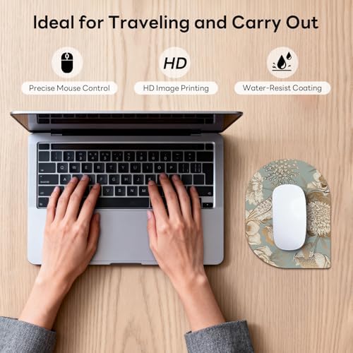 Contoured Oval Mouse Pad 6x8in Non-Slip for Laptop,Bird