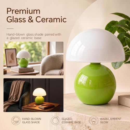 Dawnwake Mushroom Lamp Table Lamp for Bedroom-Small Desk Table Lamps,Green