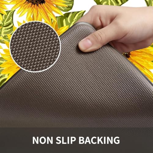 Sunflower Kitchen Decor Kitchen Mat, Cushioned Anti Fatigue Non-Slip