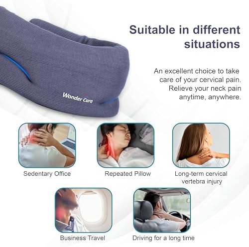 Wonder Care Neck Brace for Sleeping Cervical Collar Relief Neck Pain and Neck Support Soft Foam Wraps Relief of Cervical Spine Pressure for Women & Men (Grey, Small, 3" Depth)