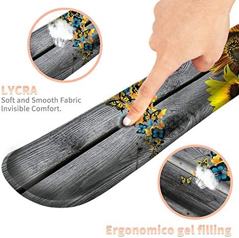 Keyboard Wrist Rest Pad and Mouse Pad Wrist Rest Support Set, Ergonomic Gaming Mousepad Durable Smooth Surface Non-Slip Base Sunflower Butterfly Design for Computer Laptop Home Office + Cute Coasters