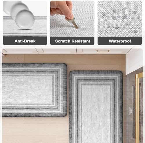 KIMODE Anti Fatigue Kitchen Mats for Floor 2 Piece, Cushioned Kitchen Rugs