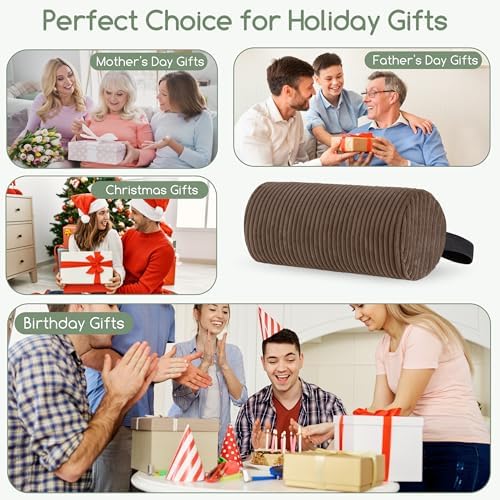 HIGOGOGO Lumbar Roll Lumbar Support Pillow for Office Chairs, Cars, and Gaming Chairs, Back Cushion with Washable Cover & Adjustable Strap to Relieve Back Pain and Improve Posture, 11"x6"x5", Brown