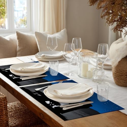 Shrahala White Christmas Christian Baby Set of 8 12 X 18 Inch Linen Placemats, Light Purple Bethlehem Star Burlap Table Mat Washable Double Layered Heat Insulation for Indoor/Outdoor