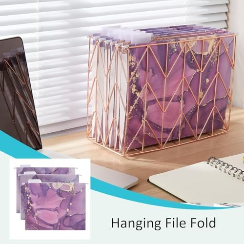 18 piece Letter Size Folder with 1/5 Adjustable Cutting Label, ， 9.5x11 inches, Suitable for Offices, Homes, and Schools, with a Large Purple Pattern