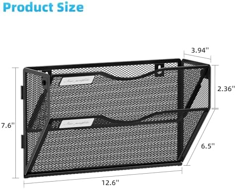 Marbrasse Wall File Holder 2-Tier Hanging Wall File Organizer, Mesh Mail Holder for Papers, Wall Mount File Clipboard & Magazine Organizer Great for Office Home - 2P