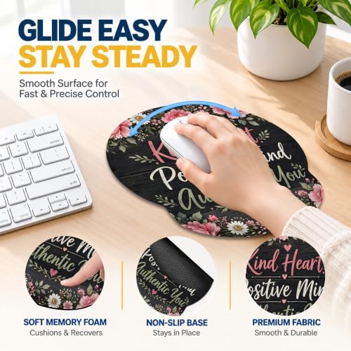 Flowers Mouse Pad with Wrist Rest, Keyboard Support and Coaster