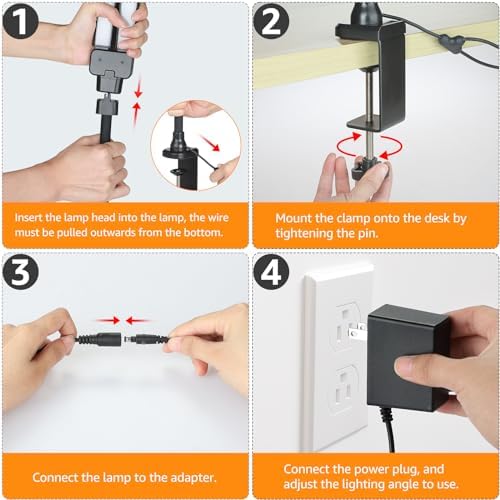 ShineTech LED Desk Lamp for Home Office, Ultra Bright Clamp Light with Flexible Gooseneck, 25 Lighting Modes, Eye-Caring Architect Lamp for Dual Monitors, Reading & Gaming Setup