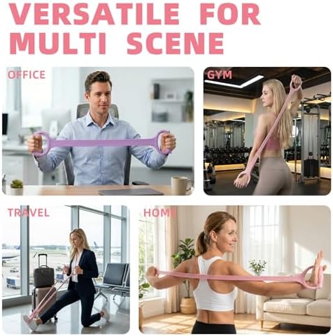 Figure 8 Resistance Band with Handles: 2 Pack Silicone Stretch Bands for Yoga, Pilates, Home Workout - 15LB 25LB Exercise Band Set for Arms, Back & Shoulder