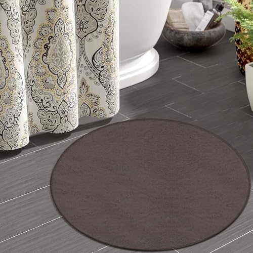 Room Sofa Yoga Soft Round Carpet, Home Decor Non Slip Kitchen Office Circle Rug, Machine Washable Modern Round Area Rug Grey, 24inch