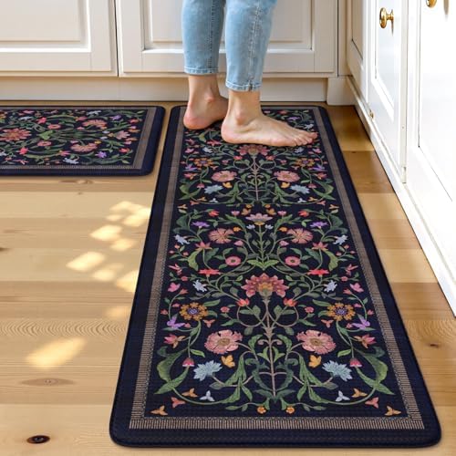 Collive Kitchen Mats Cushioned Anti Fatigue, Kitchen Rugs Sets of 2
