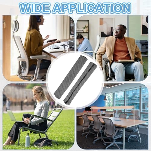 PATIKIL 22x4.3 in Office Chair Armrest Covers, 1 Pair Office Chair Arm Covers Long Computer Chairs Arm Rest Cover with Zipper Removable Rest Slipcover Hand Rest Protector, Dark Gray