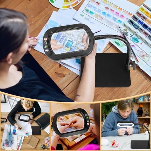 Veemagni 30X 12X Magnifying Glass with Light and Stand, Real Glass Lens