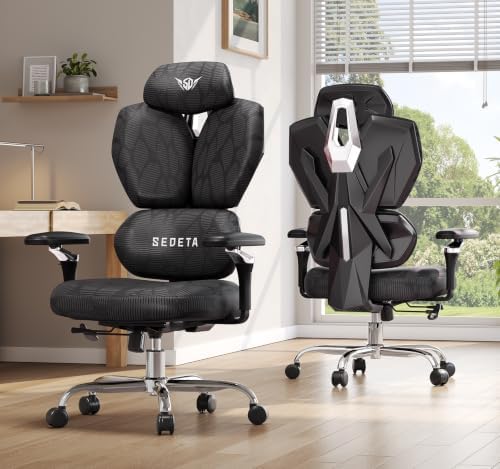 SEDETA S100 Ergonomic Office Chair with Lumbar Support, 6D Armrests, Black