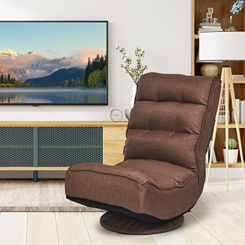 COSTWAY Folding Floor Chair, Adjustable 5-Position Swivel Gaming Chair