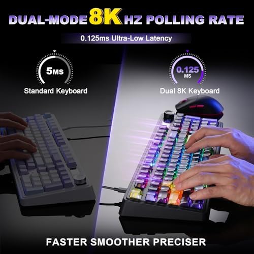 AJAZZ AK980 Pro Dual 8K Wireless Gaming Keyboard(Purple,Lychee Switch)