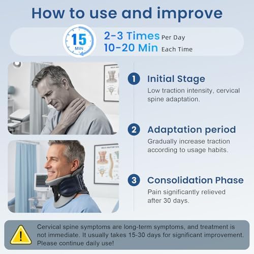 Neck Stretcher Cervical Traction,Built-in Air Pump,Neck Traction Device for Spine Decompression and Pain Relief, Office & Travel Neck Support, Adjustable Neck Traction Devices for Home Use