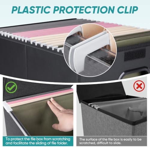 BALEINE File Organizer Box with Lid, Collapsible Hanging File Storage Box