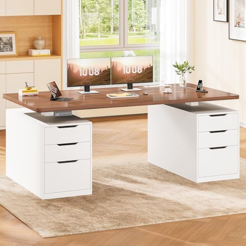 SEDETA 55" Electric Standing Desk with 6 Drawers, Adjustable Stand up Desk with Storage, Computer Desks with Power Outlets for Home Office, White