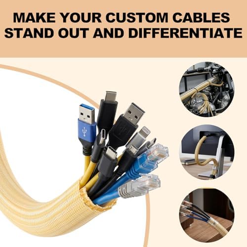 AGPTEK Cable Sleeve, 20ft - 1 inch Cable Management Cord Hider, Wood Color