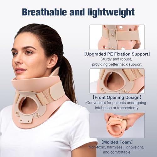 3 1/4 In Rigid Neck Brace Cervical Collar with Neck Support Foam Lightweight Soft Brace, Adjustable Cervical Traction Collar Relieves Neck Pain and Decompression for Men and Women (Neck height 3 1/4 Inch, X-Large)