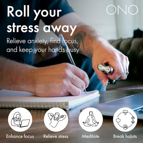 ONO Roller - Handheld Fidget Toy for Adults | Help Relieve Stress, Anxiety, Tension | Promotes Focus, Clarity | Compact, Portable Design (Natural, Junior Size - Stainless Steel)