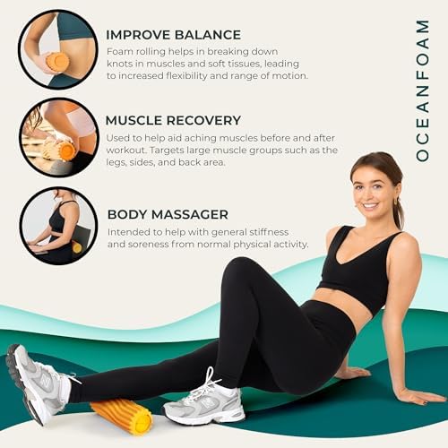 Oceanfoam Ripple Roller - Small Foam Roller for Physical Therapy (Gold)