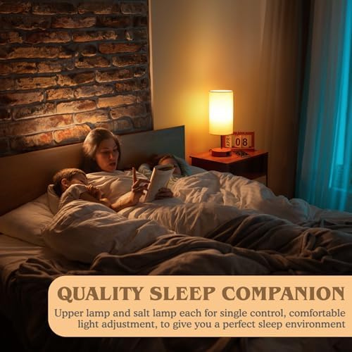 UNIFUN Touch Bedside Lamps 2 Pack, 4-Way Dimmable with USB-C Charging Port