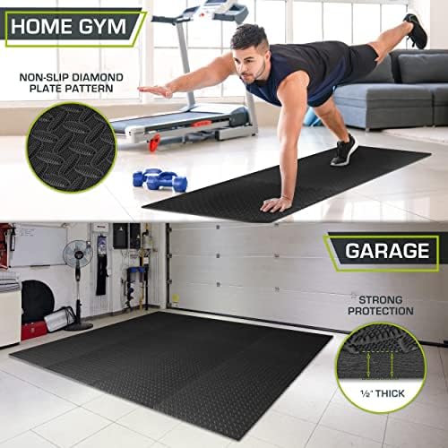 ProsourceFit Exercise Puzzle Mat ½-inch, EVA Interlocking Foam Floor Tiles for Home Gym, Workout Equipment, Kids Play Areas, Black, 48 SQ FT - 12 Tiles