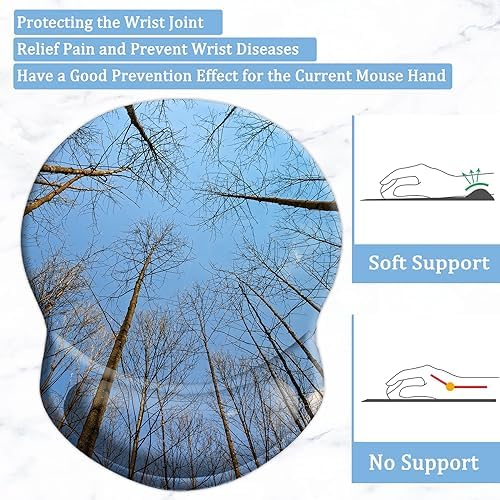Ergonomic Wrist Support Mouse Pad - Comfortable Computer Mouse Pad with Non-Slip PU Base for Home Office Working Gaming (Tree Forest)