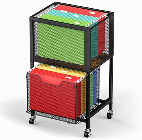 Tiaoheka Rolling File Cart, Mobile File Cabinet with Wheels Hanging Files, Hanging File Organizer Fit Letter/Legal Size Beside Under Desk for Office, Home（Patent Pending）