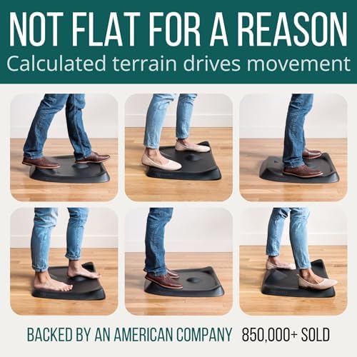The Standing Desk Mat - Topo by Ergodriven | Premium Not-Flat Anti-Fatigue Standing Desk Mat with Calculated Terrain | Ultra-Thick Deluxe Comfort Foam, Durable, PVC-Free | Accessories | Obsidian Black